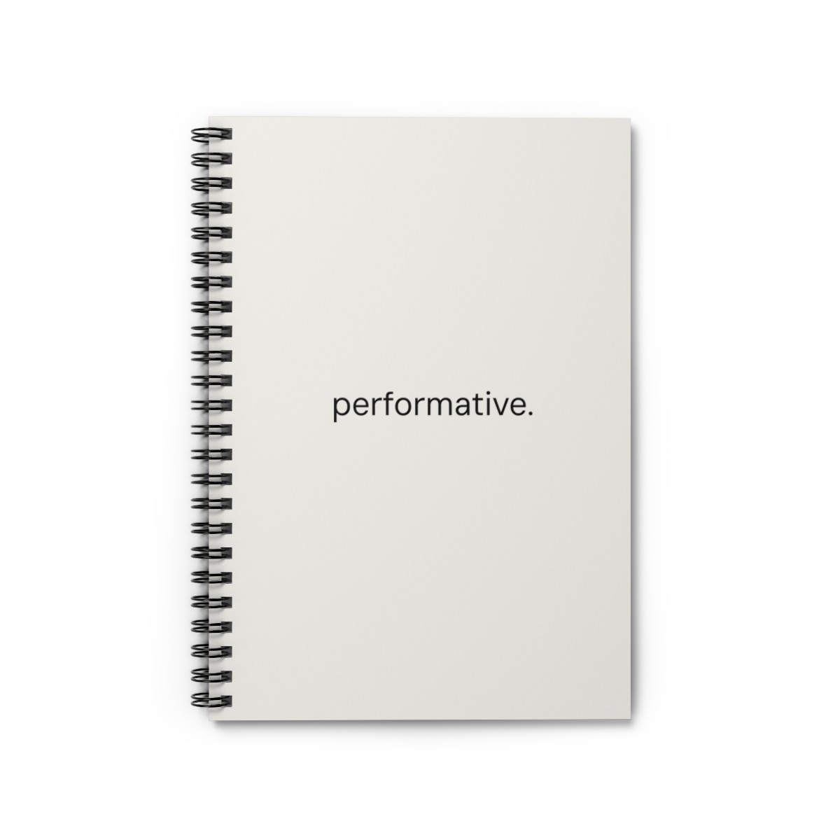 Spiral Notebook with the performative. wordmark