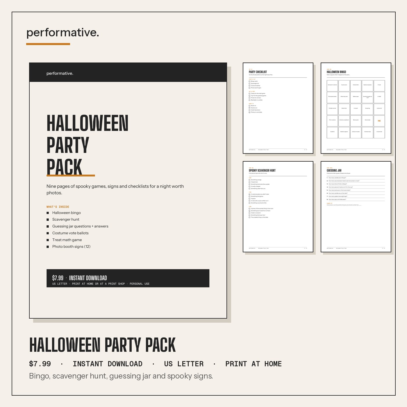 Halloween Party Pack printable pack preview